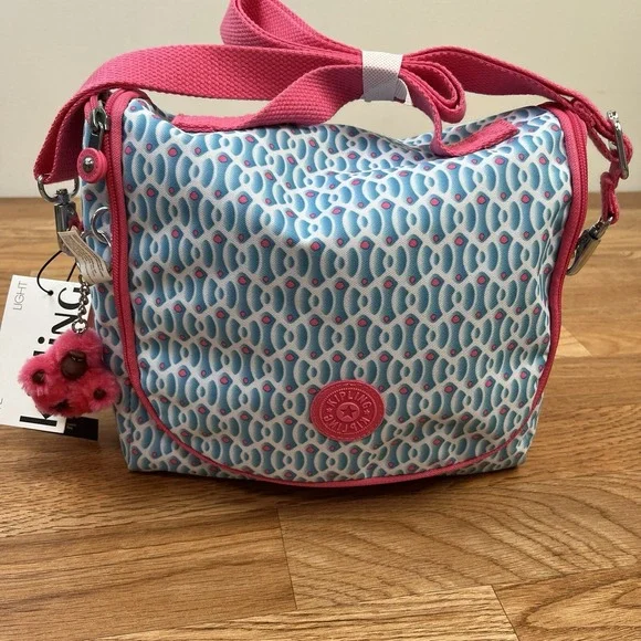 Kipling Kichirou Dreamy‎ Geo Inuslated Lunch Bag with Monkey Keychain NEW - Picture 7 of 16